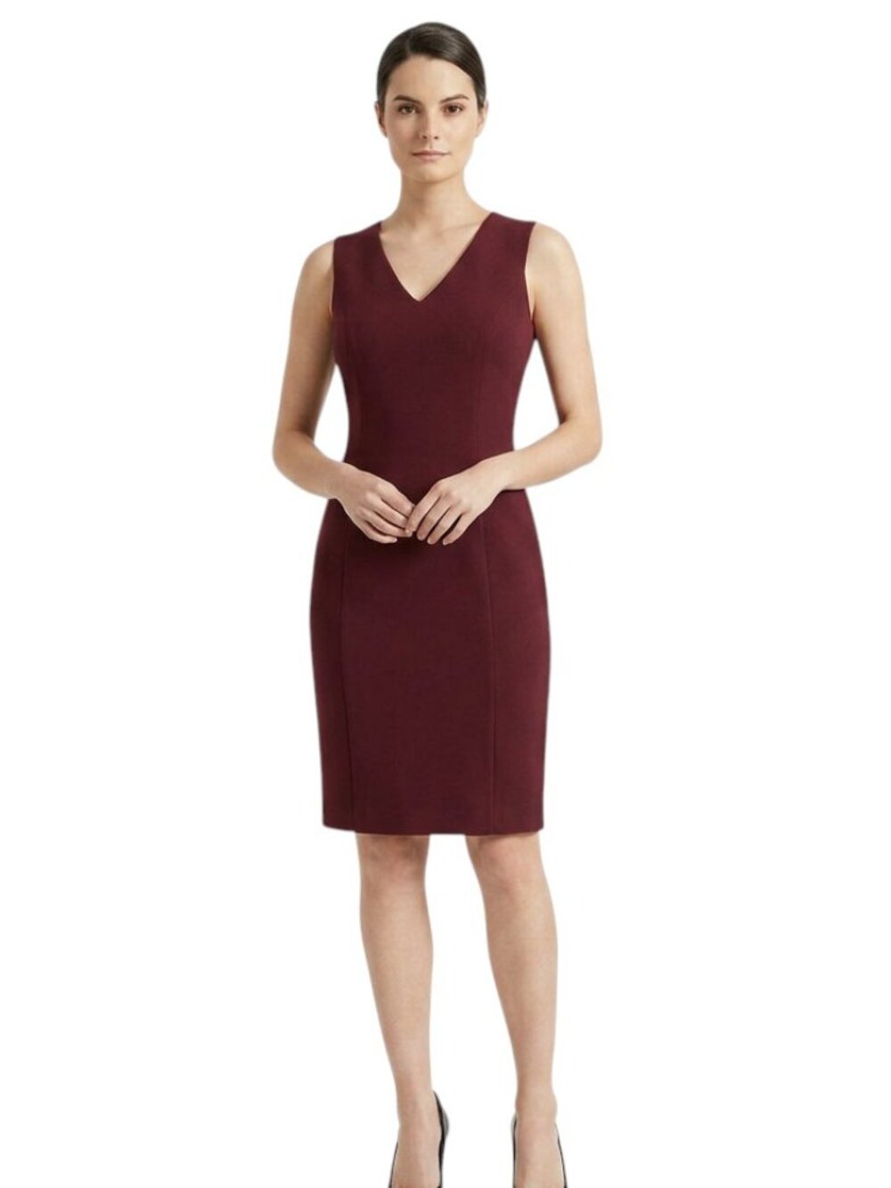 White House Black Market Burgandy Sheath Dress, 0P
